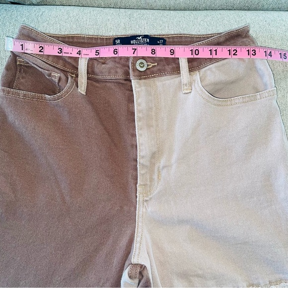 Hollister Brown Patchwork Ultra High Rise Dad Jean Straight Leg Size 5, 27 - Picture 7 of 11